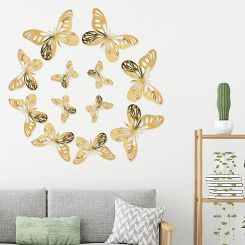 12pcs Butterfly Wall Stickers Diy Wall Art Decals Bedroom Home Wall Decor Kids Room Decoration Sticker Paper Crafts Wall Stickers Aliexpress