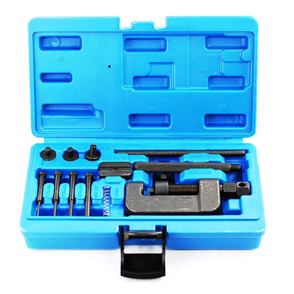 

Chain Breaker Rivet Cutter Repair Tool Kit Bike Motorcycle Cam Drive Timing Chain Remover With Carrying Case High Carbon Steel