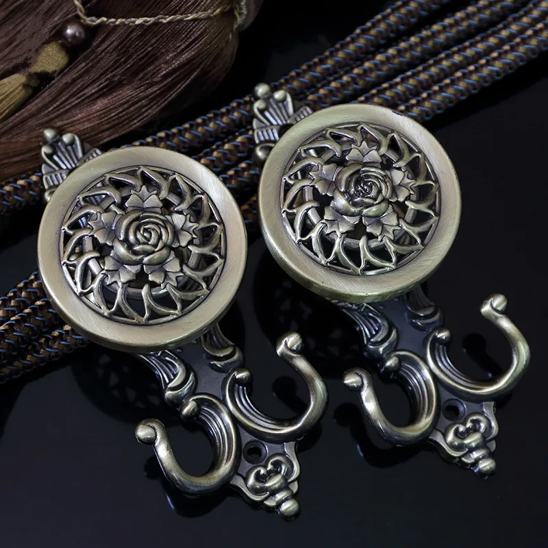 

2pcs European-style flower design curtain holder Windows wall hook hanger Curtain Accessories Hardware tool