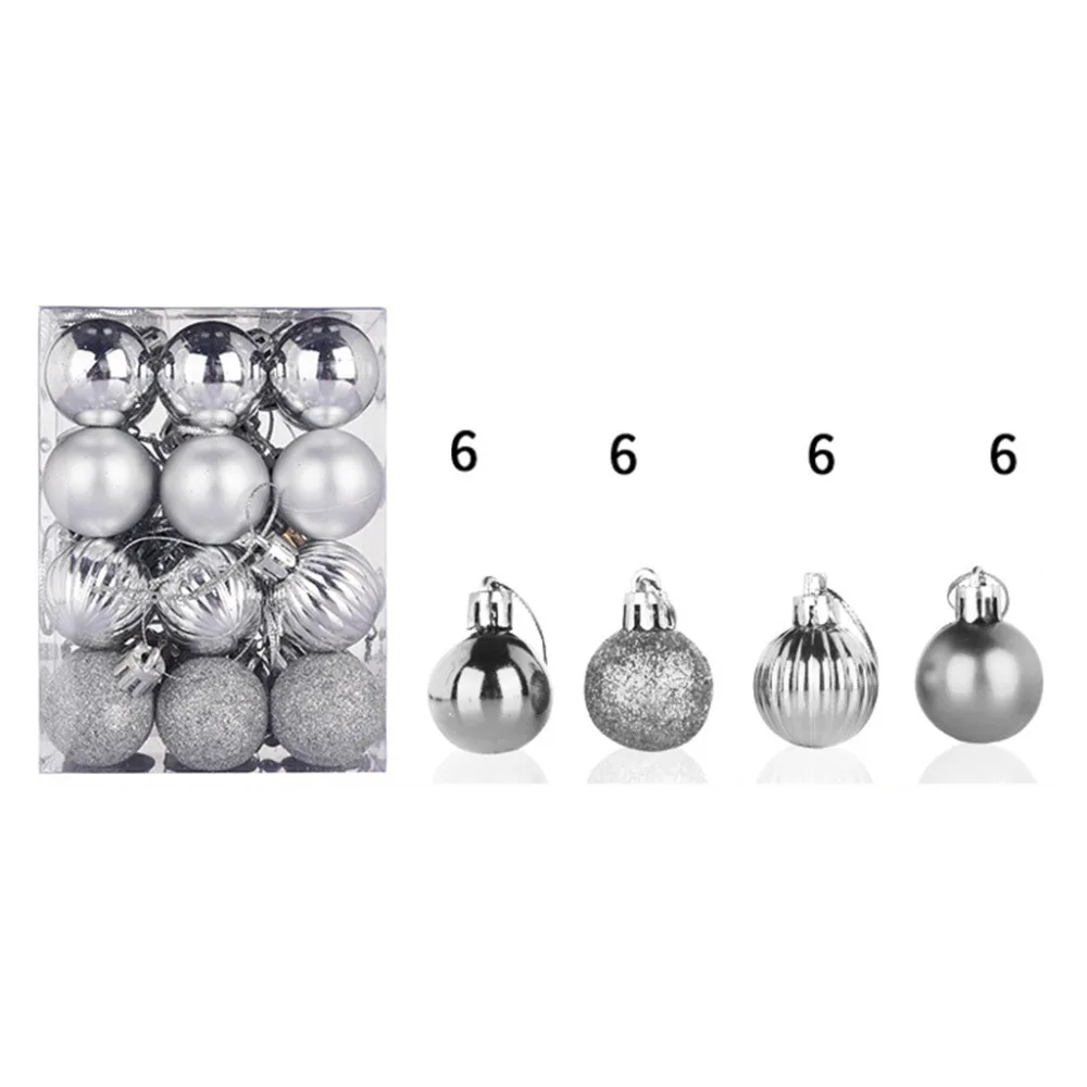 24pcs/lot 30mm Christmas Tree Decor Ball Bauble Hanging Xmas Party Ornament Decorations for Home Christmas Party Supplies&xs