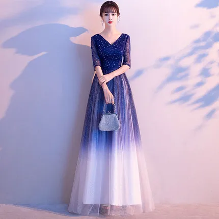 

Elegant Evening Gown 2019 New Style Nobility Elegant Banquet Annual General Meeting Long Large Chorus Costume Dress Women's