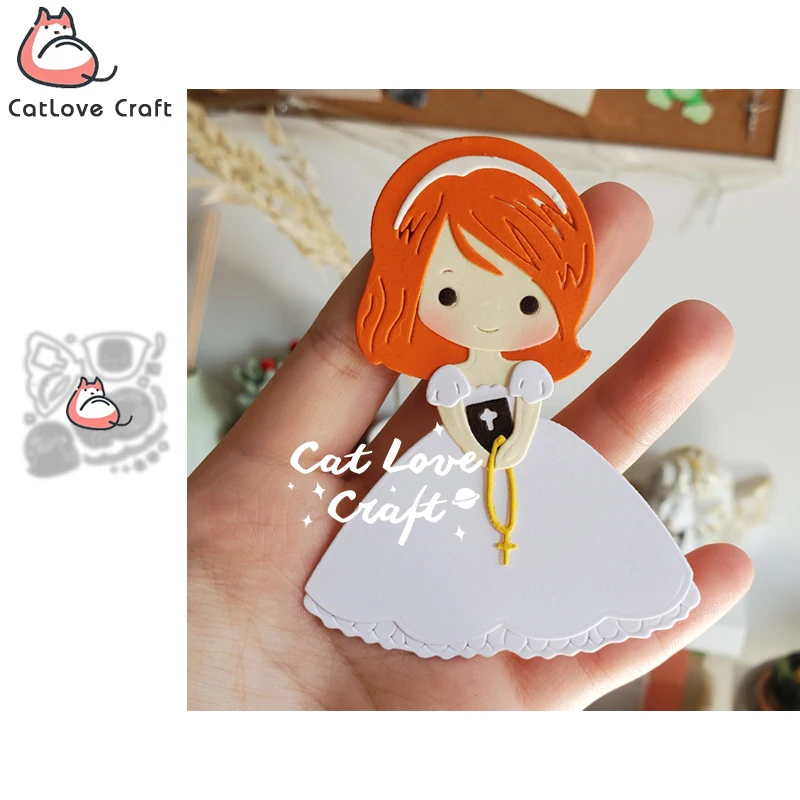 Catlove Girl holding bible Metal Cutting Dies Scrapbooking Stencil Die Cuts Card Making Craft Embossing Dies metal cutting dies,craft stencil,embossing cutting die,cutting dies