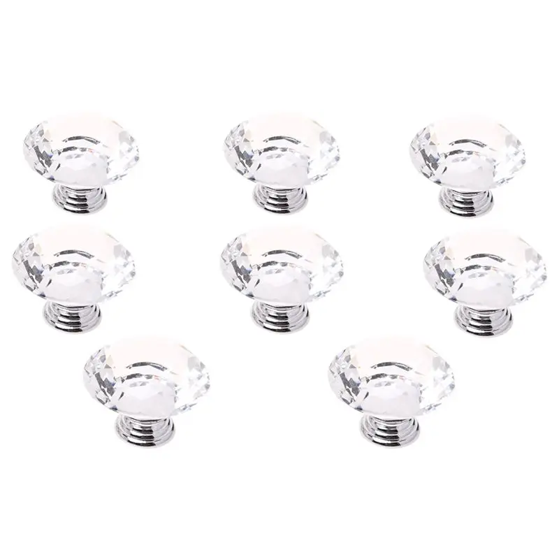 

BMBY-50MM 8 pcs Knob Crystal for wall cabinet drawer wardrobe cabinets kitchen furniture Damage brightness to any mobile, Transp