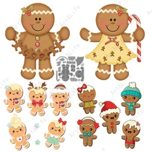 New Metal Cutting Dies Gingerbread Man Boy Gril 5-in-1 Christmas Scrapbooking Die Cut Mould Stencils for Paper Card Handicrafts