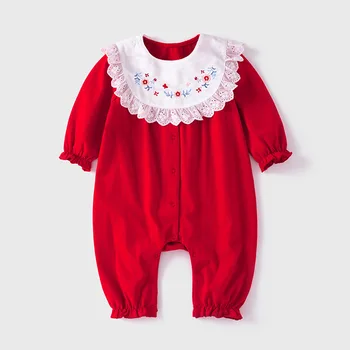 

Baby Girl Embroidery Romper Infant 2020 Autumn Spanish Princess Jumpsuit Newborn Birthday Baptism Clothes Girl Cotton Rompers