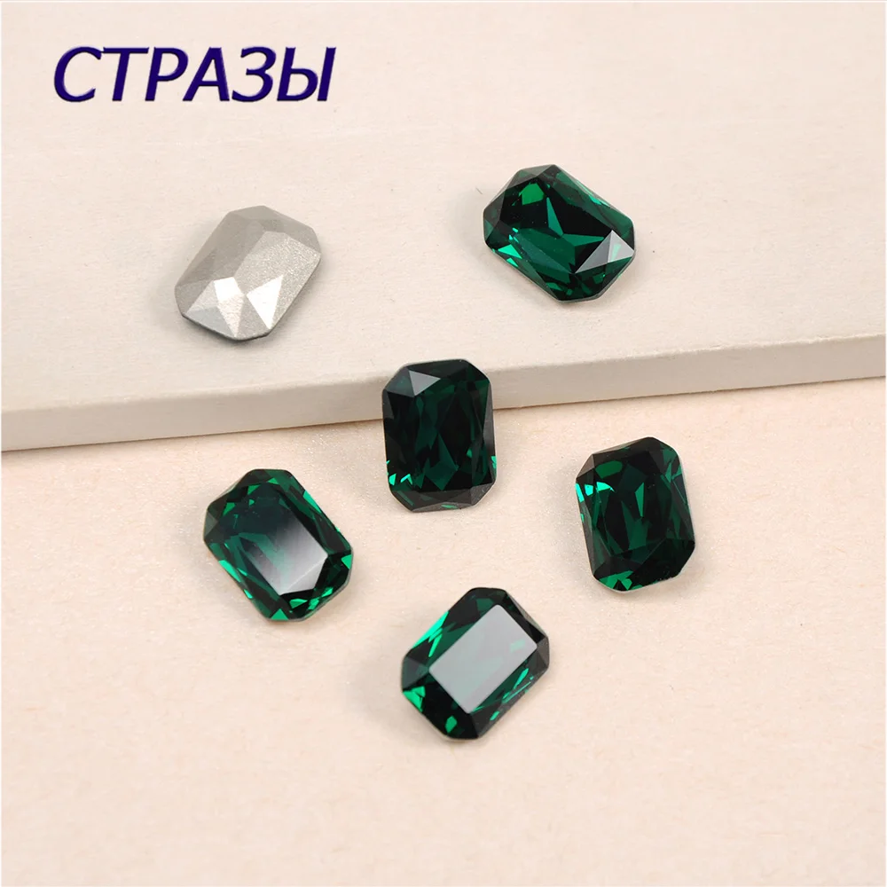Smeraldo A Punta Sventato Indietro Fancy Pietra Di Vetro Sfaccettato I Branelli Di Cristallo Diamante Strass Decorazione Per Gioielli Abbigliamento