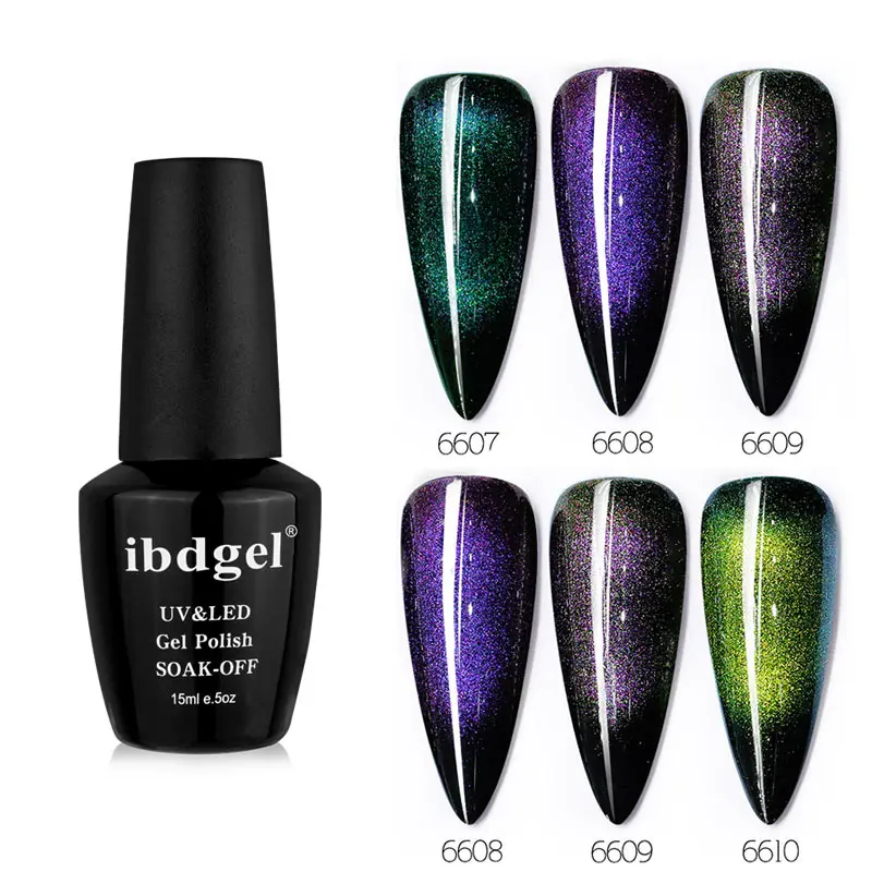 6 шт./лот ibdgel черная бутылка хамелеон 9D кошачьи глаза гель волшебный магнитный гель для ногтей Сияющий и сменный бренд клей