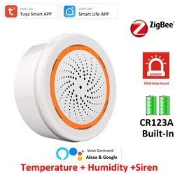 Tuya ZigBee – détecteur intelligent de température et d'humidité, 90db, alarme sonore et lumineuse, alarme, compatible avec Alexa et Google 