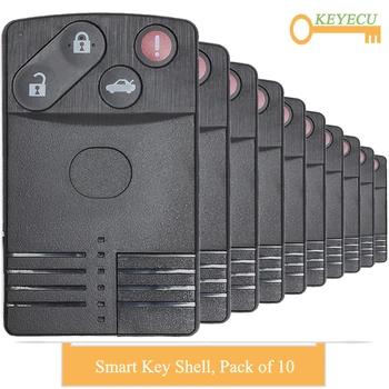 

KEYECU 10PCS Smart Card Remote Car Key Case Shell for Mazda 5 6 CX-7 CX-9 MX-5 Miata RX-8, Fob 2/ 3/ 4 Buttons With Insert Blade