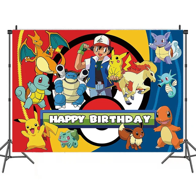 Fundo de festa Pokémon para crianças Foto de fundo personalizada Pikachu  dos desenhos animados Decoração de festa de aniversário Fundo de vinil  Adereços de estúdio - AliExpress