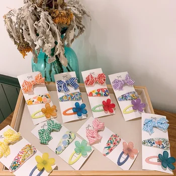 

New Cute Girl's Bow Hair Pin Children's Small Flowers Print Hair Accessories Bb Clip Hair Trim Tool Kids Hair Clip School Gift