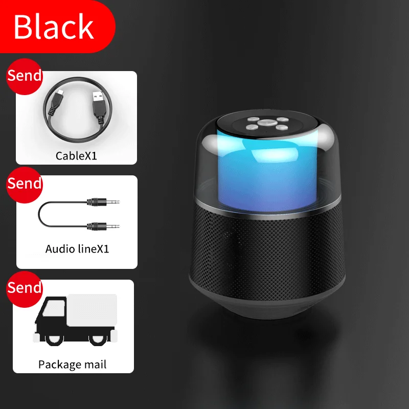 A68 Bluetooth динамик высокой громкости сабвуфер звук портативный 3D объемный домашний открытый беспроводной красочный светильник высокое качество звука - Цвет: Black