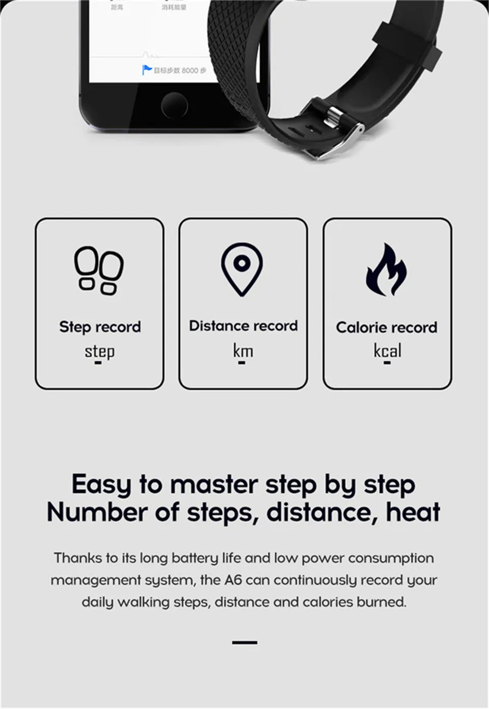 7-130435 Smart Wristband Heart Rate Monitor Smart Fitness Bracelet Blood Pressure Waterproof IP67 Fitness Tracker Watch For Women Men
