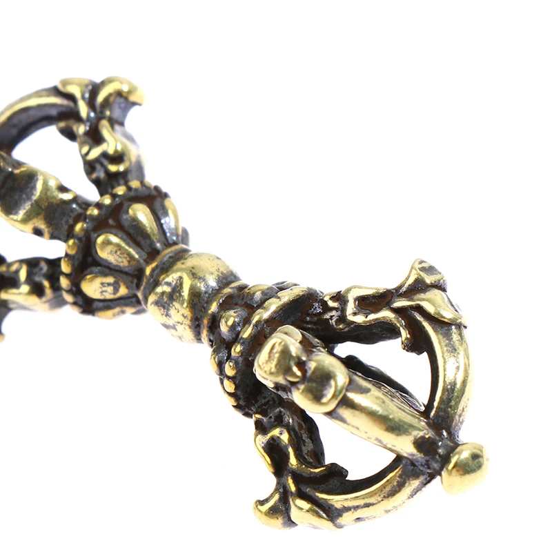 Vajra Dorje Bouddhiste En Laiton - Outil Rituel Tibétain Vintage - 8.3x2.5 Cm - 4