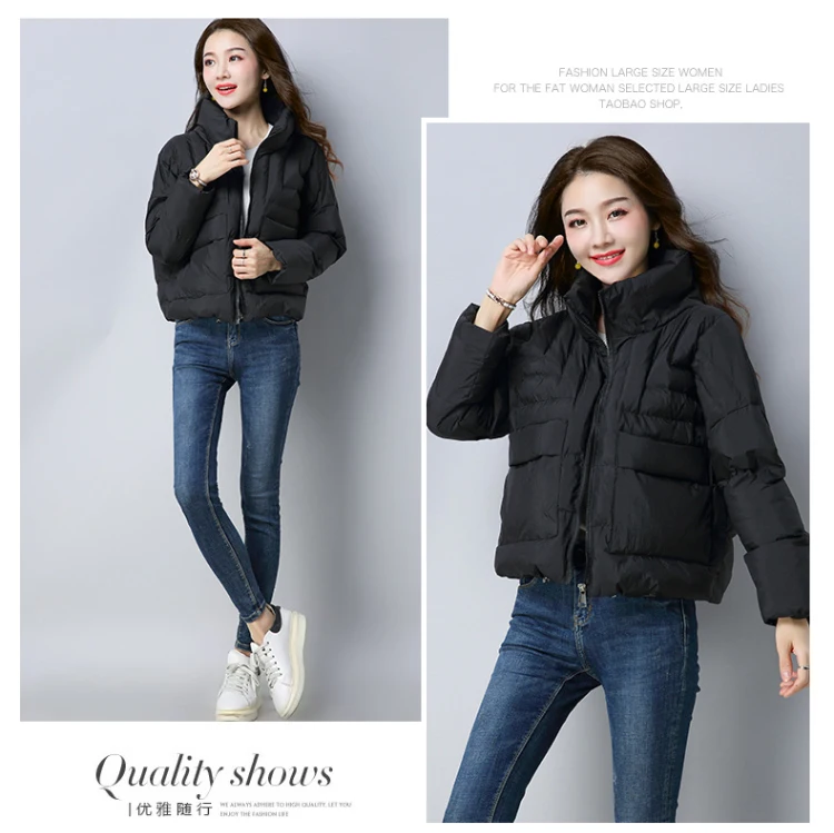 Winter Zipper Stand Collar Cotton-padded Clothes/Cotton Coat Korean-style Versatile Fashion Casual Slim Fit Elegant