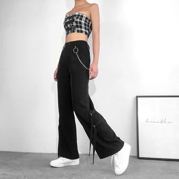 

2020 spring new women pants fashion trousers Female loose drape casual straight pants tide high waist black trousers FC94