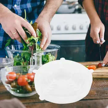 

6pcs Silicone Food Fresh Lids Reusable Stretch Vacuum Fruit Bowl Seal Cover Environmental Flexibl Elastic Stretching Quality
