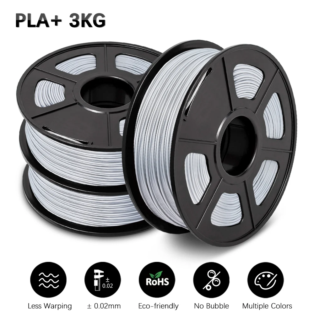 GOHIGH 3 Rolls PLA PLUS Filament 3D Printer Filament 1.75MM Pollution-free Material for 3D Printer 