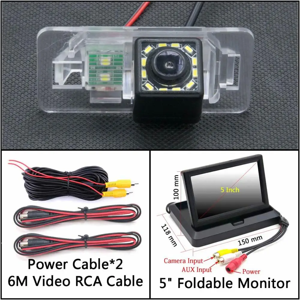 12 Светодиодный свет Автомобильная камера заднего вида для BMW E46 E82 E88 E93 E92 E91 E90 E61 E60 E39 E53 E70 X5 X6 335 325 парковки резервного копирования - Название цвета: Cam N 5 inch Fold