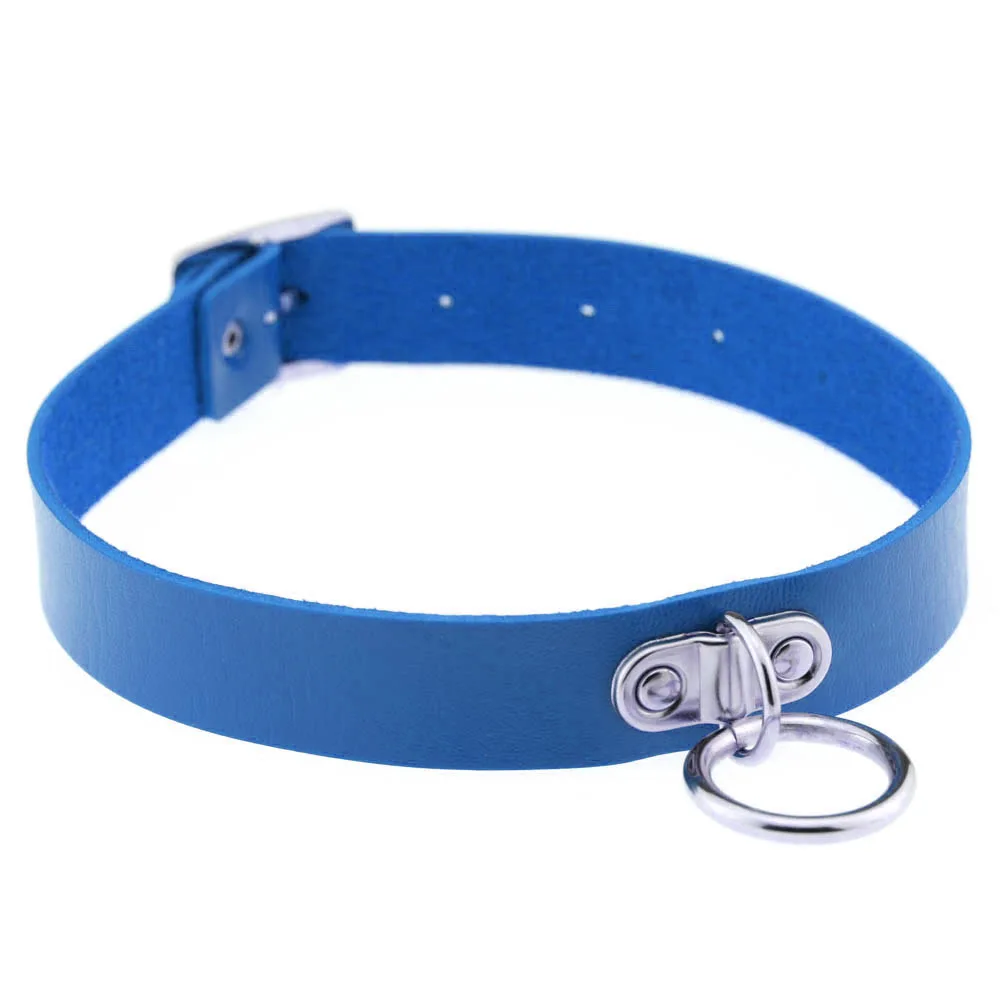 2021 Fashion Punk Blue Leather Choker Necklace Multilayer Heart Round Chocker Sexy Collar E Girl Women Necklace Gothic Jewelry 