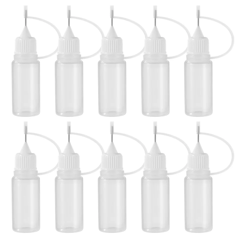 ULTNICE 10Pcs 10ml Needle Tip Glue Bottles Liquid Needle Bottles Applicator DIY Empty Bottles for Home Workplace (White) 1