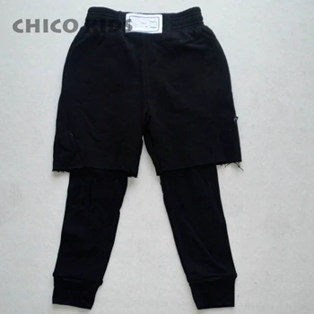 black fake pant Детская осенне-Весенняя махровая хлопковая рабочая одежда с большим карманом для мальчиков и девочек хлопковые поддельные штаны из двух предметов детские узкие джинсовые штаны - Цвет: black fake pant