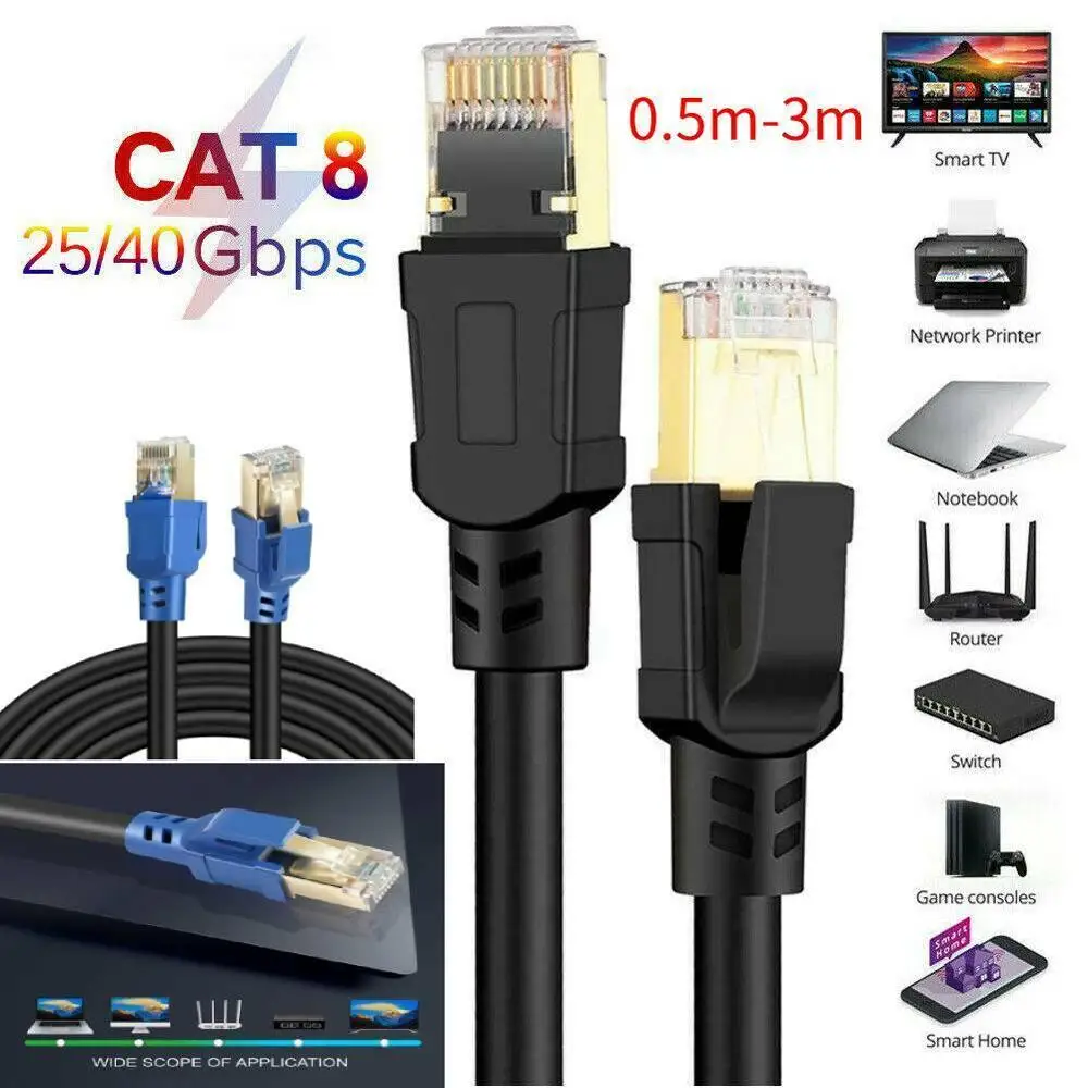 

0.5M-2M Cable Cat8 Lan Cable UTP RJ 45 Network for Modem Router Ethernet 2000Mhz For USB HUB Xbox For PC Laptop MacBook Pro 2019