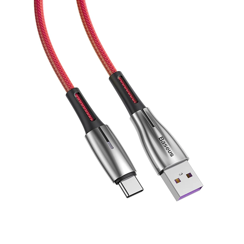 Светодиодный кабель usb type-C Baseus 5A, суперзарядка, кабель USB C, быстрая зарядка 3,0, для huawei mate 30 Pro P30, usb type-C, кабель USB C, код - Цвет: Red