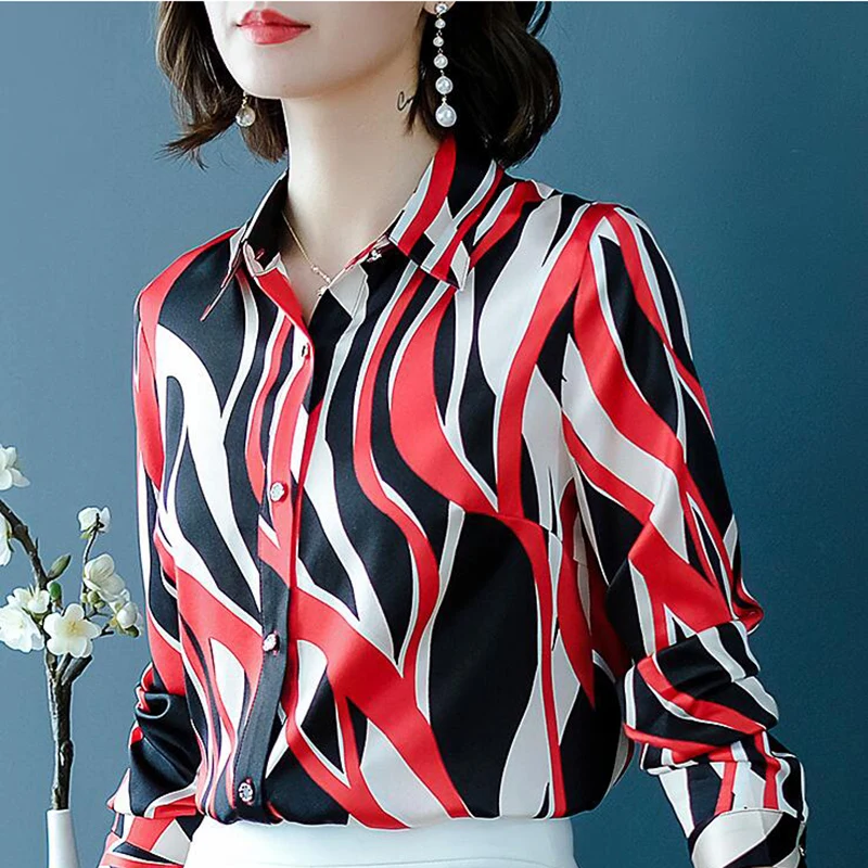 

Women Fashion Blouses 2020 Spring 92% Silk Blouse Women's Shirts Long Sleeve Floral Fit Womens Tops 4XL Blusas 37B380680