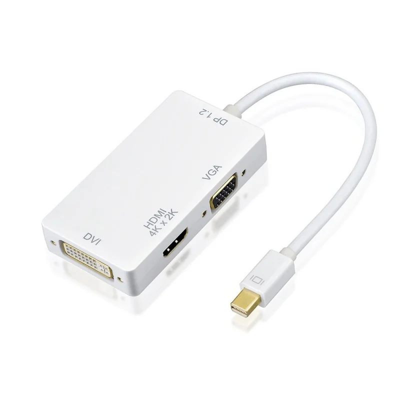 Mini DisplayPort Женский 3 в 1 адаптер DisplayPort 1,2, полное разрешение 4 K x 2 K, 3D стерео все HD full White