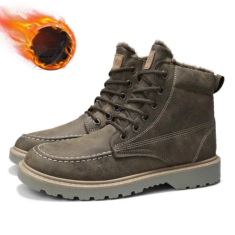 Khaki K09-2 Мужская походная обувь; Водонепроницаемая кожаная обувь; обувь для альпинизма и рыбалки; новая популярная Уличная обувь; мужские высокие зимние ботинки; большие размеры - Цвет: Khaki K09-2