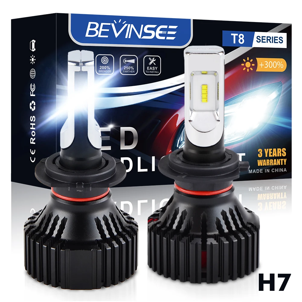 Светодиодные фары Bevinsee H7 LED H4 HB3 HB4 светодиодные H13 HB5 9007 H8 автомобильные 6500K лм 2 шт. |