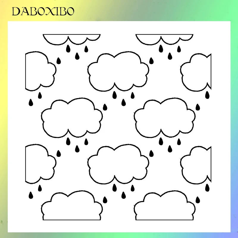 

DABOXIBO Light Rain Clear Stamps For DIY Scrapbooking/Card Making/Photo Album Silicone Decorative Crafts13X13