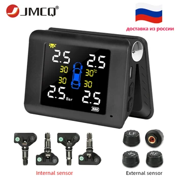 

JMCQ Big Screen TPMS Alarm Tire Pressure Sensor Monitor System Solar USB charging Auto Security Warning Control Internal sensors