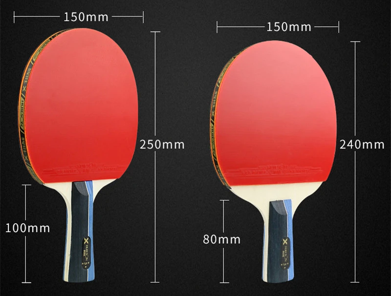 Huieson 2PcsSet Classic 5 Ply Solid Wood Table Tennis Rackets Double Face Pimples-in Rubber Table Tennis Bats for Teenagers (2)