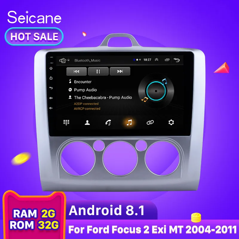 Мультимедийный плеер Seicane Android 9 1 &quot GPS Автомагнитола для ford focus EXI MT 2 3 Mk2/Mk3 2004 2005 2006
