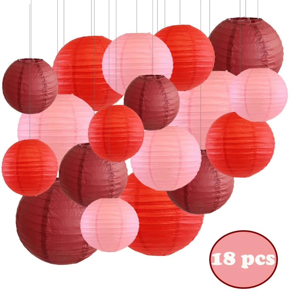 21 Pcs Black Gold Red Round Paper Lanterns Decorative Hanging Asia Chinese Japanese Paper Lanterns Lamp for Birthday Wedding Baby Bridal Shower Christmas Xmas Home Decor Party Decoration
