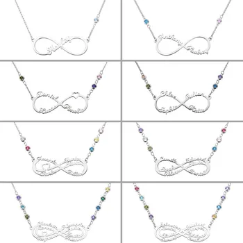 

AILIN Personalized Name Necklace Infinity Necklace 1 Name- 8 Names Infinity Jewelry Gift for Her Custom Crystal Necklace Gifts