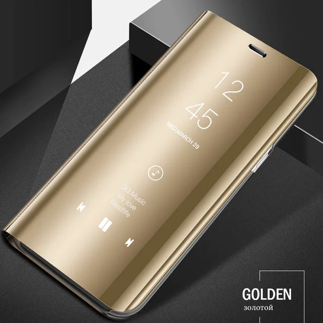 Flip Phone Case For Redmi Note 8 8pro Mirror Smart View Leather Back Cover Phone Case For Xiaomi Redmi 7 7a Note 7 7pro Note7 - Цвет: Gold