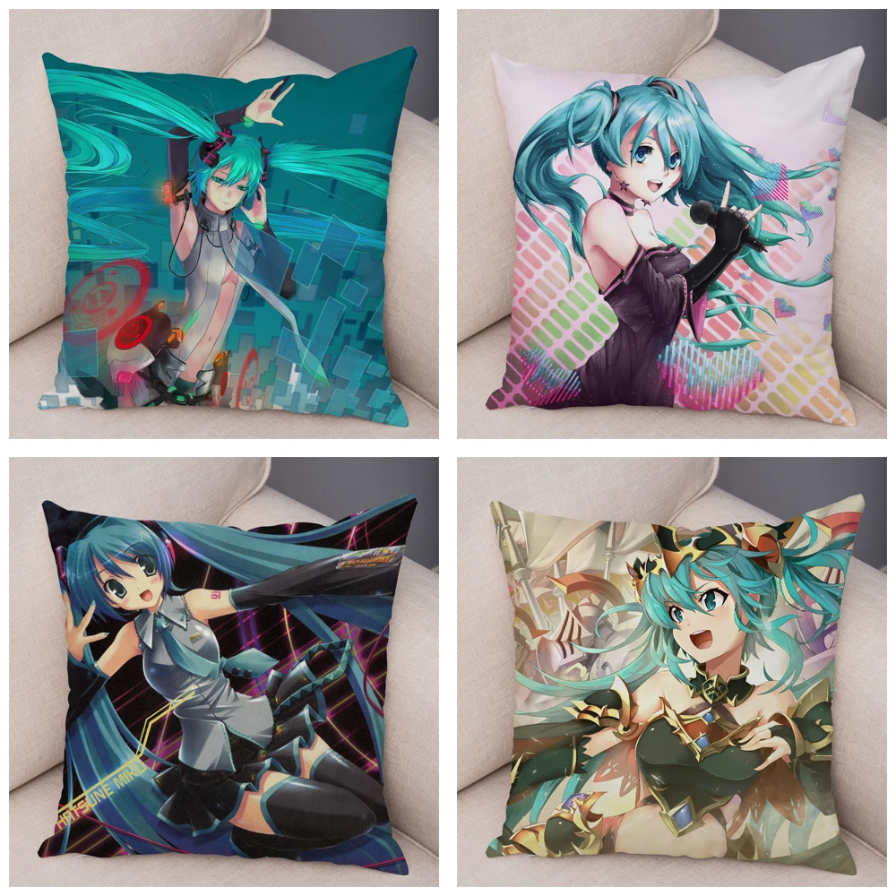 Милый Хацунэ Мику Музыка Девушка VOCALOIDCushion чехол для дивана домашние подушки в автомобиль Чехлы 45x45 см декоративная Подушка Чехол Наволочка с мультяшным принтом