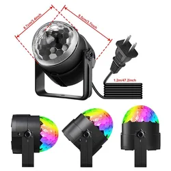 2022NEW Sound Activated Rotating RGB Disco Ball Party Light 3W LED Stage Light Projector Strobe Lamp Dance DJ Lighting