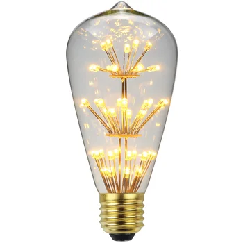 

TIANFAN Led Bulbs Vintage Style Decorative Light Bulb AC85-265V 3W E27 Firework RGB Starry Light Bulb ST64