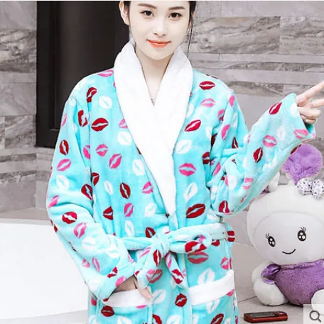 Women Pajama6 Зимний теплый халат из кораллового флиса, женский халат, женская ночная рубашка, кимоно, цветочные халаты, одежда для сна, домашняя одежда - Цвет: Women Pajama6