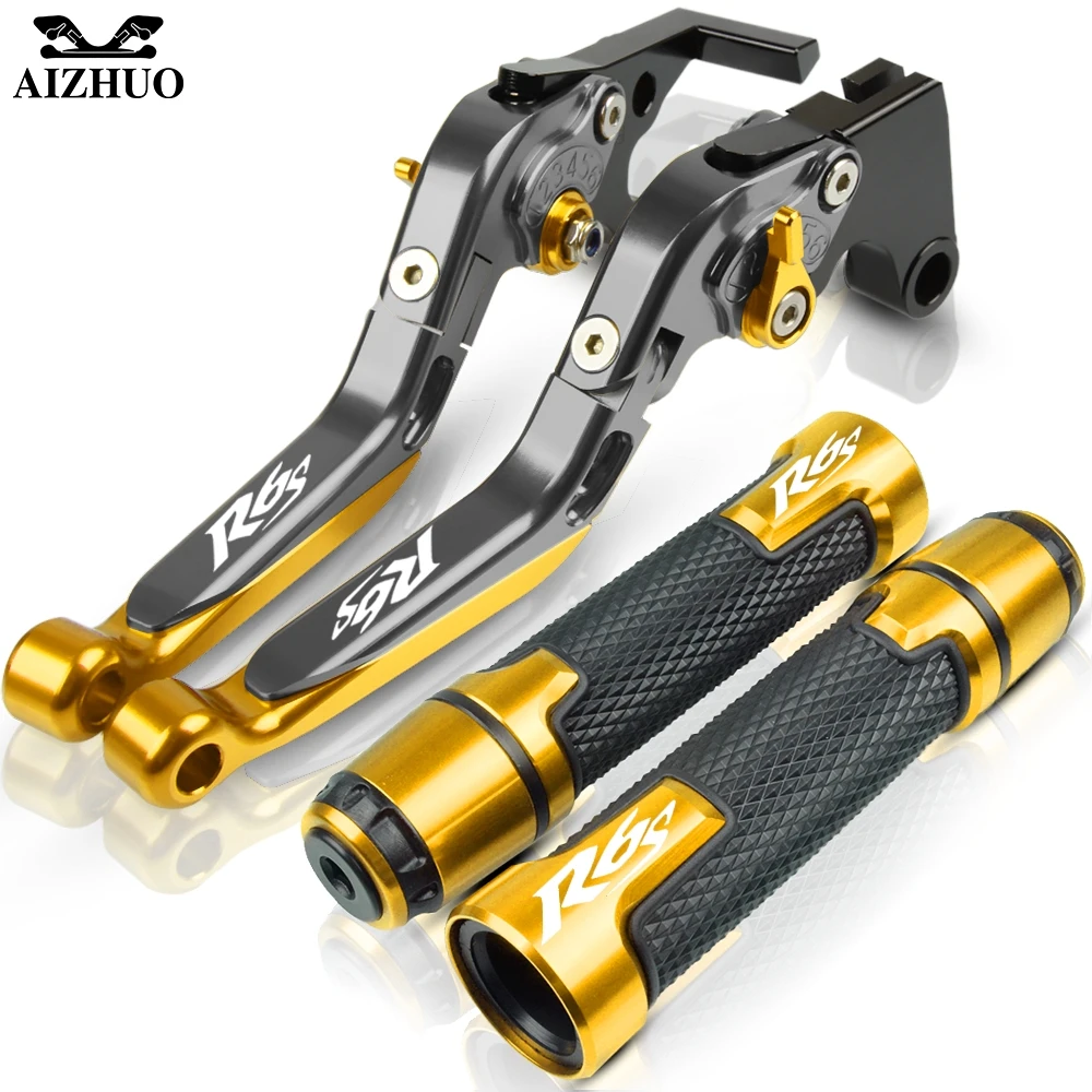 gold2 Brake Clutch Lever FOR YAMAHA R6S R6 S 2006 2007 2008 2009 Motorcycle Adjustable Folding Handle Grips End - Цвет: gold2