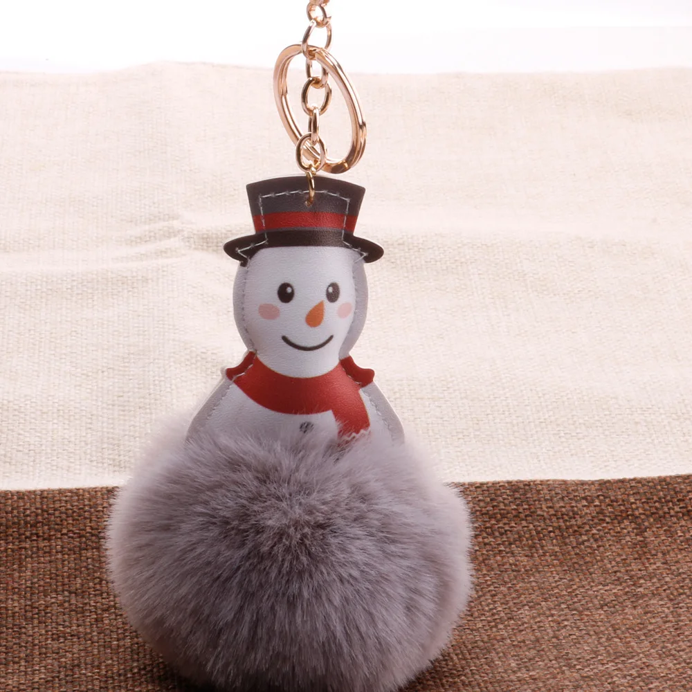 Снеговик Pom-ключ "помпон" Кольцо стиль сумка пушистый шар кулон корейский стиль автомобиль брелок мультяшный клоун висячие украшения