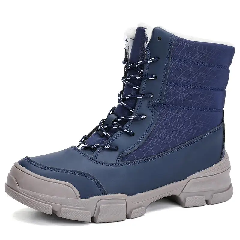Новые женские зимние ботинки Водонепроницаемый меховые женские ботильоны высокое качество на шнуровке без шнуровки теплый плюш Для женщин ботинки размер 36–42 - Цвет: blue
