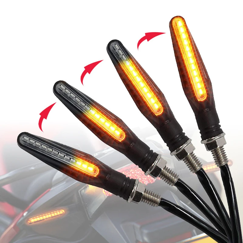 Universal Motorcycle Turn Signal Light 12V Led Moto Flowing Water Blinker Bendable Motorcycle Flashing Lights Signal Lamp