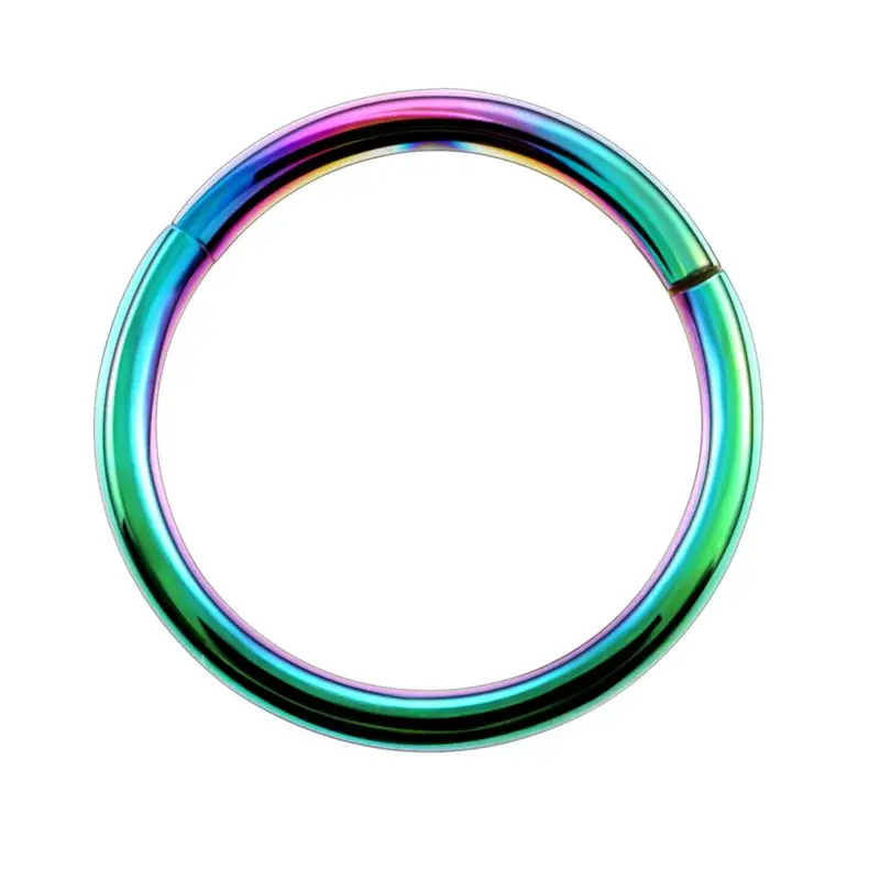 1 шт. G23 титановый шарнирный сегмент кольцо для носа 16 г и 14 г соска кликер шпилька для уха Спираль пирсинг губ унисекс модные украшения - Окраска металла: Rainbow