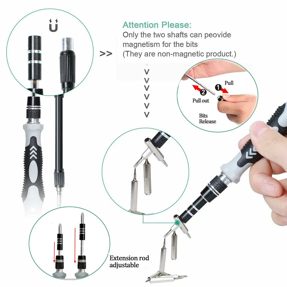 

Magnetic Precision Screwdriver Set Fit Computer PC Phone Watch Repair Tool Set Kits WWO66