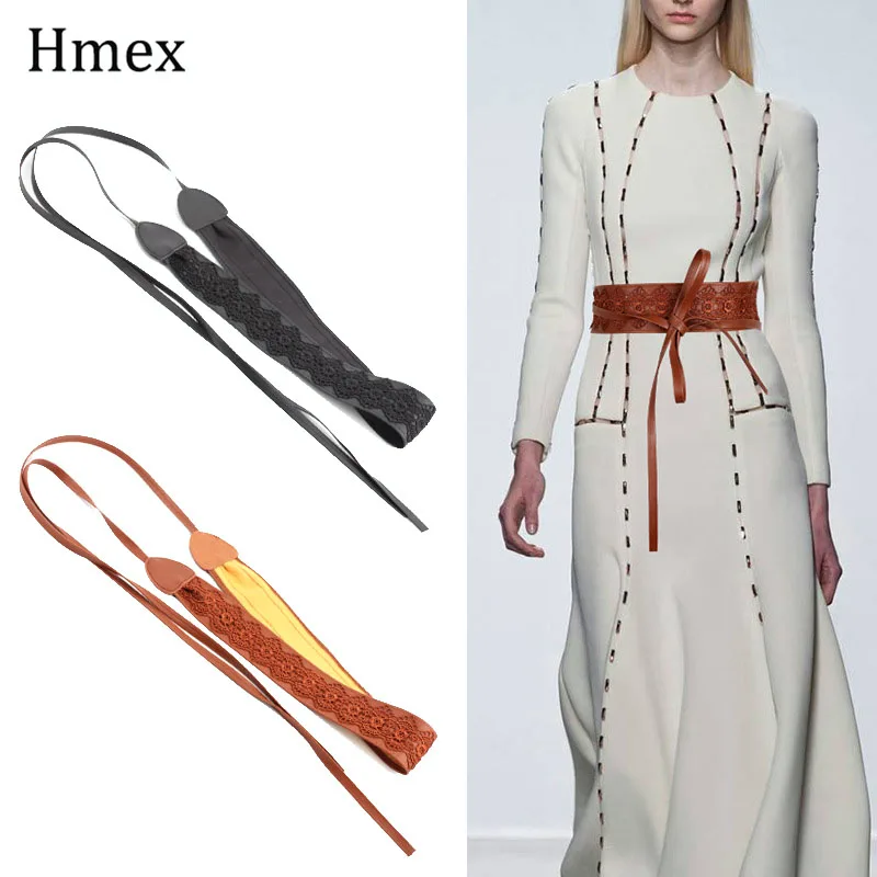 

Luxury Wide Corset Lace Belts for Women fashion Wedding Dress Bowknot Belt Leather Waist Band Wide Decor Belt ceinture femme